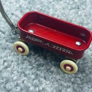 Radio Flyer Wagon Miniature Collectible Red Metal White Wheels Doll House Mini
